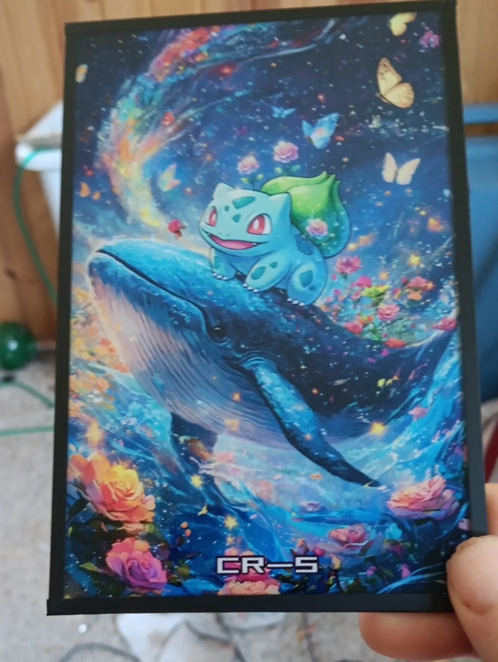 Pokemon Bulbasaur on Blue Whale with Pink Flowers Art Board